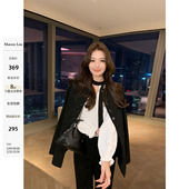 Maven 外套女高级感职场通勤宽松西服 黑色圆领西装 Lin 自成焦点