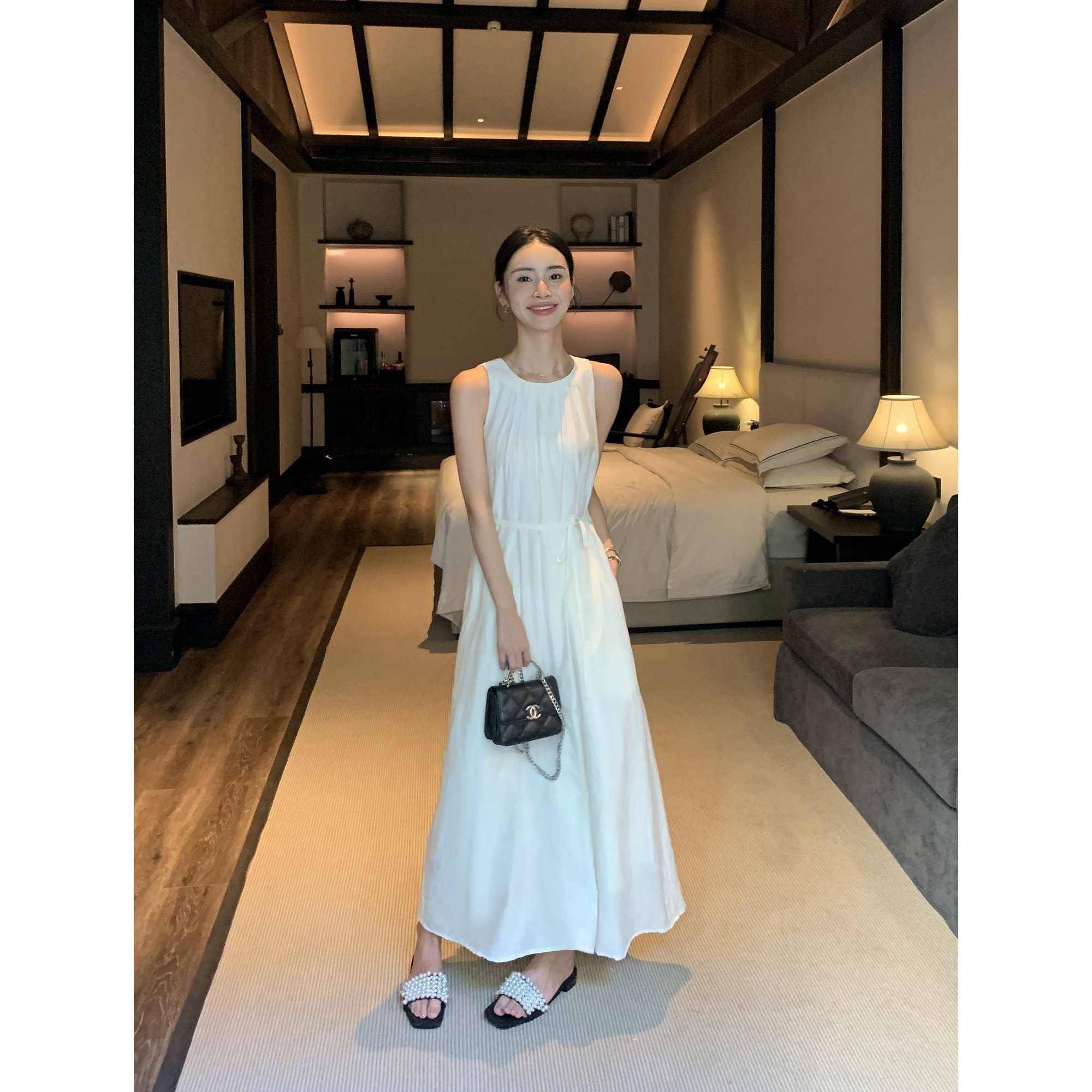 Maven Lin【现货7折】轻盈高级感 白色连衣裙气质背心长裙仙女裙