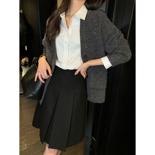 高腰A字时尚百搭短款褶裙