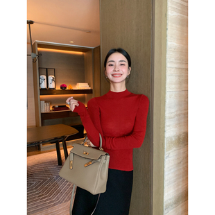 女气质修身 1OO羊毛半高领针织衫 内搭打底上衣 Lin软糯亲肤 Maven