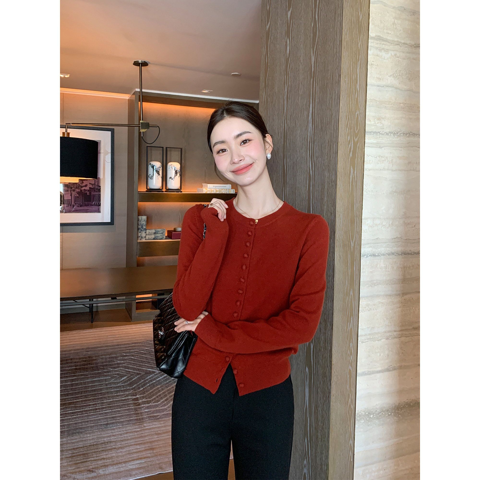 Maven Lin 暖绒触感丨100%羊毛圆领开衫女气质保暖长袖针织上衣,女装/女士精品,毛针织衫,淘宝优惠券,粉丝福利购,淘宝优惠卷