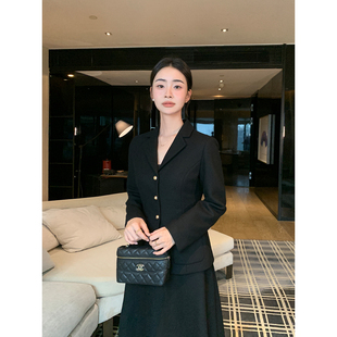 Lin 外套女优雅大摆A字半裙套装 矜贵质感 翻领羊毛西装 经典 Maven