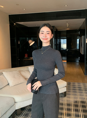 Maven Lin 柔润肌理 基础高领长袖针织衫女气质修身打底衫上衣