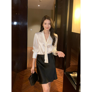 灵动光泽 高级感醋酸缎面半身裙女白领通勤A字鱼尾短裙 Lin Maven