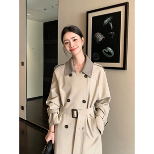 翻领撞色长款 Maven 经典 精致翘楚 风衣女双排扣廓型大衣外套 Lin