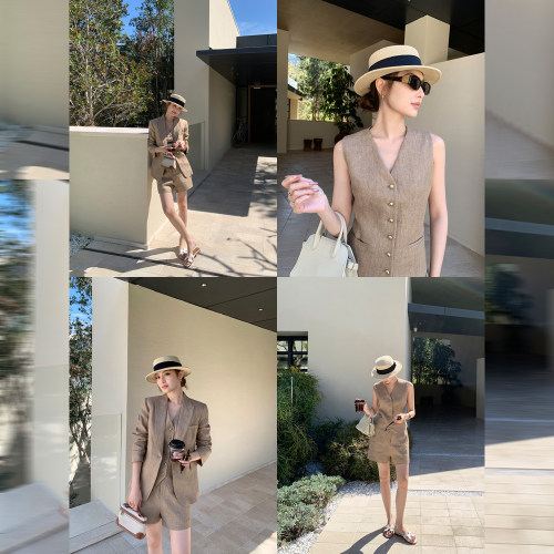 MavenLin金丝亚麻西装外套女