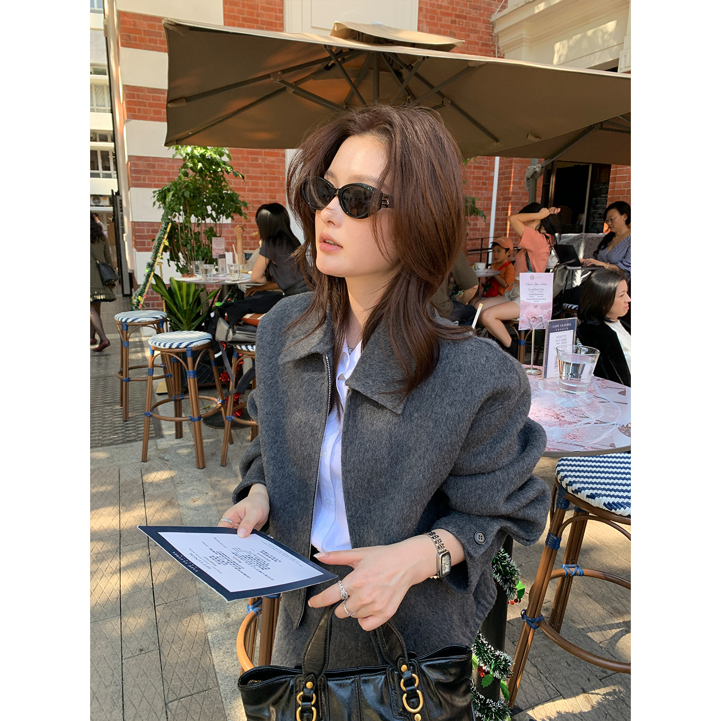 Maven Lin定格主角 100%羊毛翻领毛呢短外套女双面呢直筒半裙套装,女装/女士精品,毛呢外套,淘宝优惠券,粉丝福利购,淘宝优惠卷