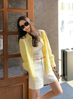 Maven Lin 智性松弛 老钱风100%亚麻长袖衬衫女慵懒宽松白色衬衣