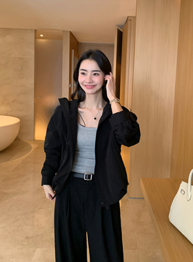 Maven Lin【现货6.5折】连帽短款外套女宽松廓形防风夹克上衣