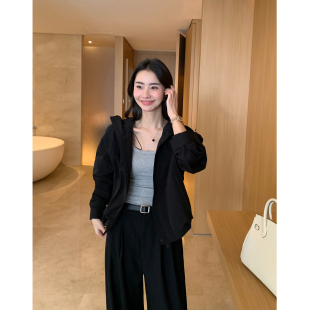 连帽短款 现货6.5折 外套女宽松廓形防风夹克上衣 Lin Maven