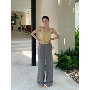 气质清爽显瘦宽松阔腿长裤 Maven 女夏季 舒适垂感醋酸休闲裤 Lin