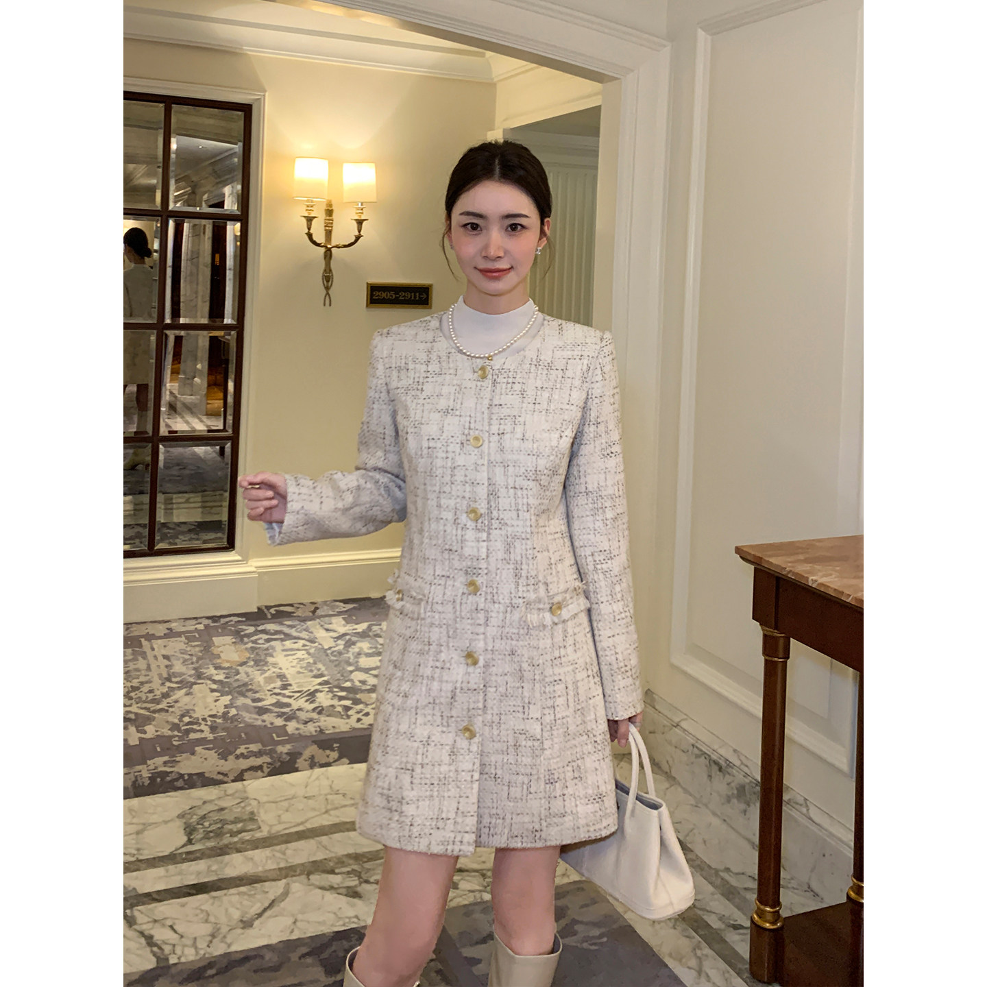 Maven Lin 精英衣柜 气质千金感小香风连衣裙女优雅粗花呢收腰裙