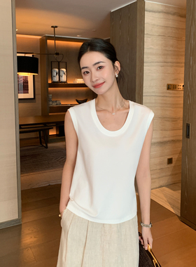 Maven Lin 天枢纱线·气质U领上衣女休闲基础版干练显瘦小飞袖t恤