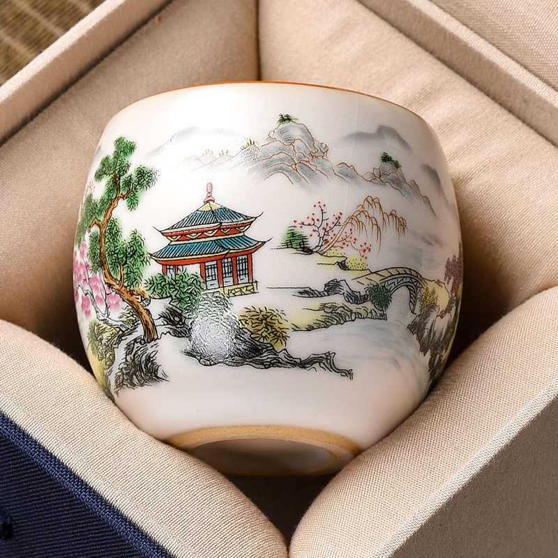 大号汝窑复古茶杯开片可养陶瓷品茗杯功夫茶具家用茶盏主人杯单杯