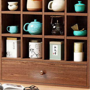 桌面博古架紫砂壶置物架台面茶杯架茶叶茶具多宝格子架茶壶置物架