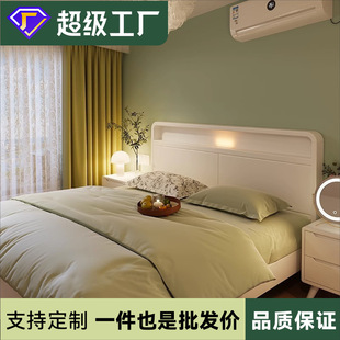 白色储物实木床1米5单人床架女生卧室法式奶油风1.8米收纳公主床