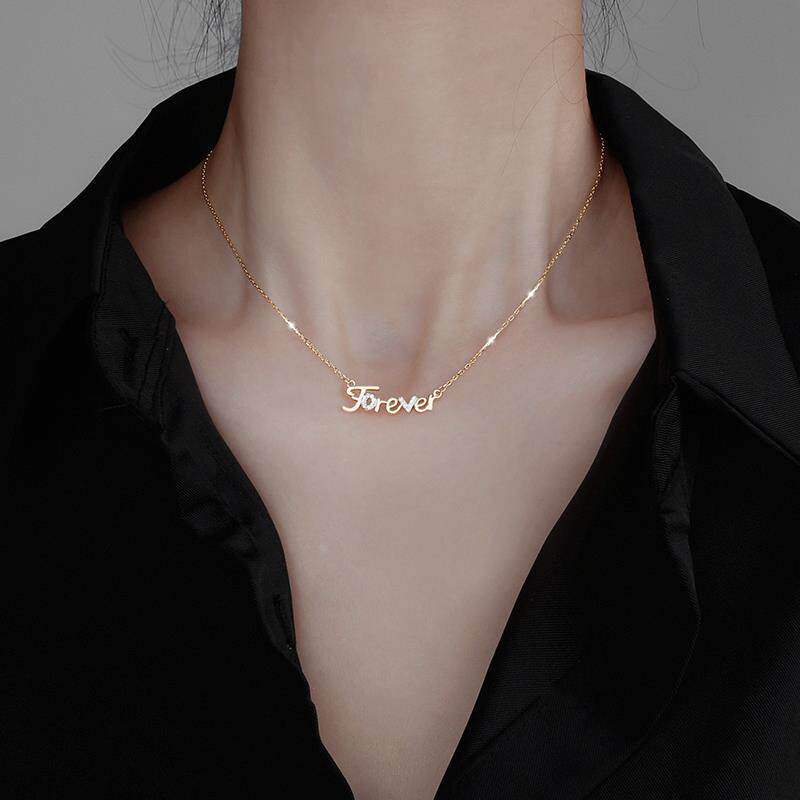 MaisonCleo「冰清玉洁」英文字母项链女纯银项链小众设计感锁骨链