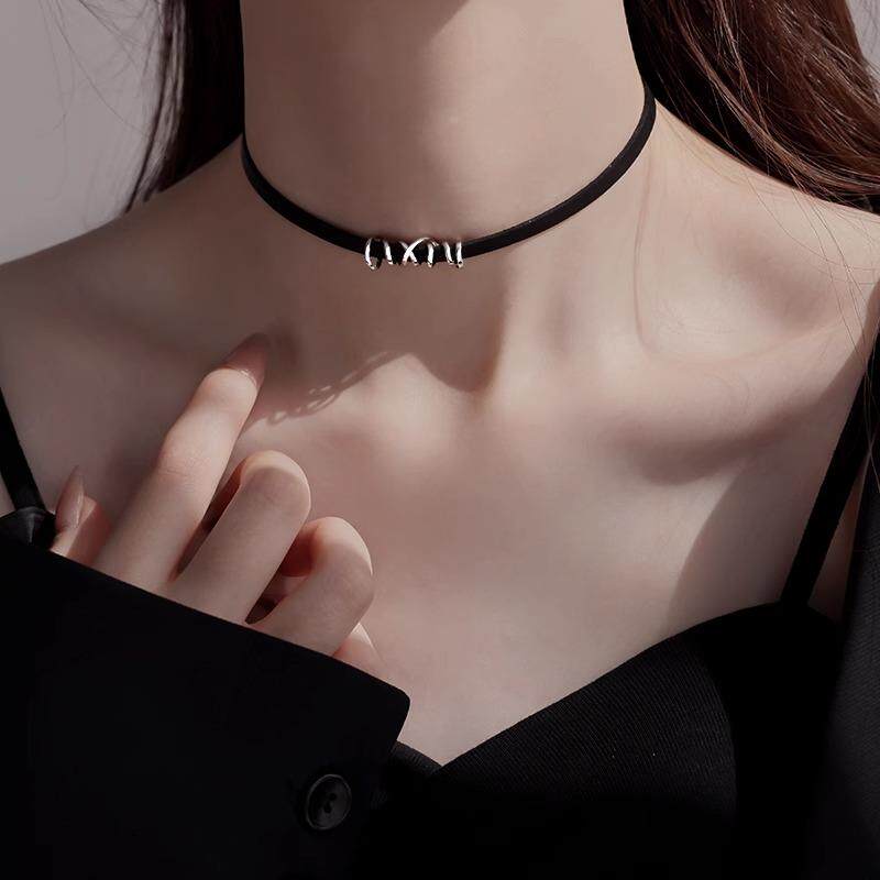 MaisonCleo「气质甜美」925纯银交叉黑绳项圈小众颈链项圈锁骨链