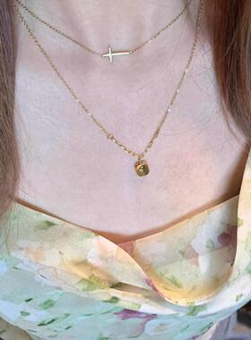 MaisonCleo复古双层十字项链女