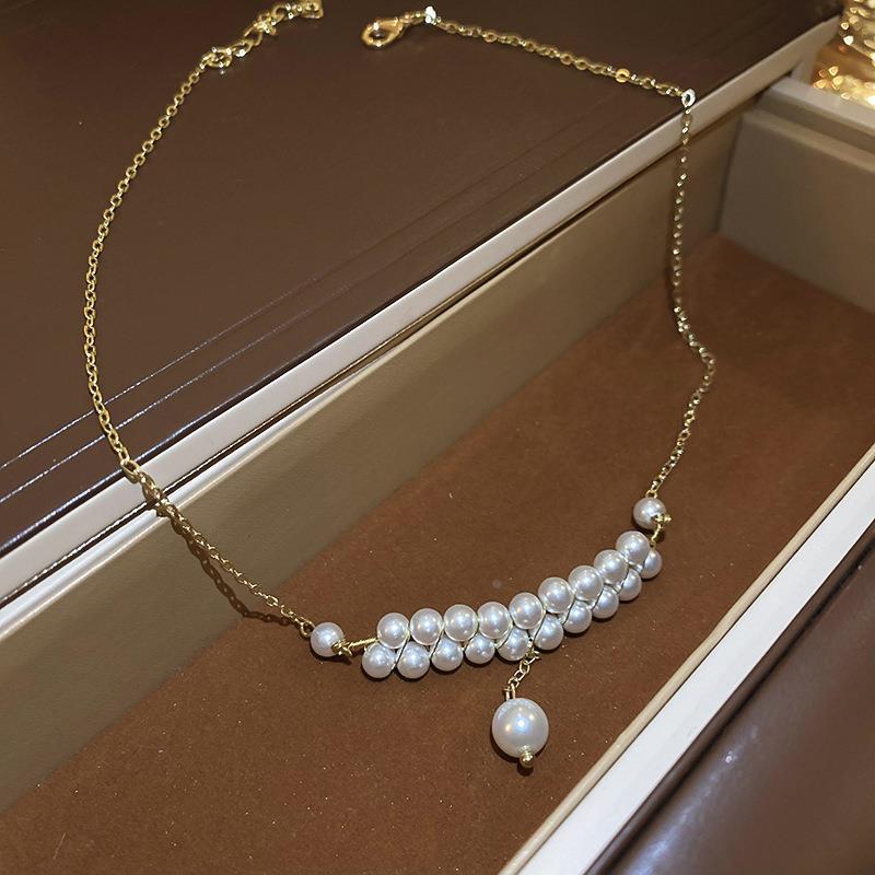 MaisonCleo复古小众双层仿珍珠项链法式简约宫廷风气质优雅高级锁