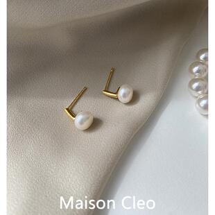 MaisonCleo「柔光盈盈」高级感精致珍珠耳钉小巧日常百搭银针耳环