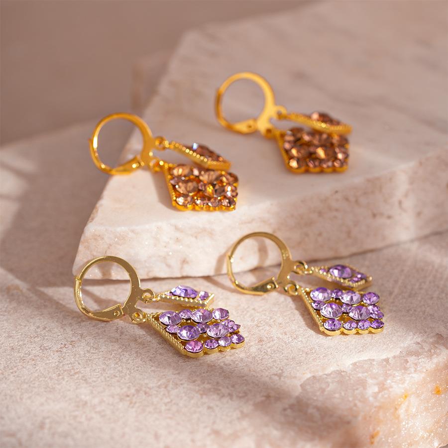 MaisonCleo复古轻奢风镶钻菱形几何耳扣耳环时尚欧美精致气质高级