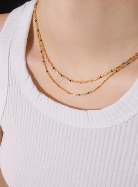 MaisonCleo波西米亚彩虹锁骨链