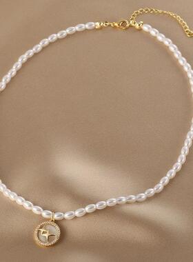 MaisonCleo复古珍珠贝壳锁骨链