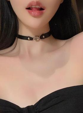 MaisonCleo黑色2辣妹甜酷脖颈环颈链项圈锁骨链项链女皮质
