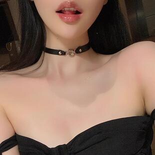 MaisonCleo黑色2辣妹甜酷脖颈环颈链项圈锁骨链项链女皮质