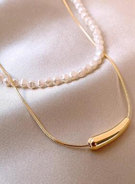 法式小众双层珍珠项链2026新款