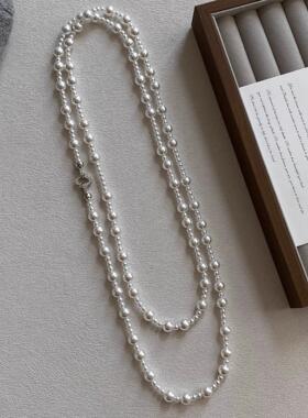 秋冬高级感长款珍珠毛衣链女