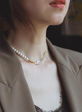MaisonCleo不对称珍珠锁骨链