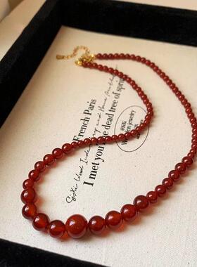 MaisonCleo红玛瑙串珠毛衣链女