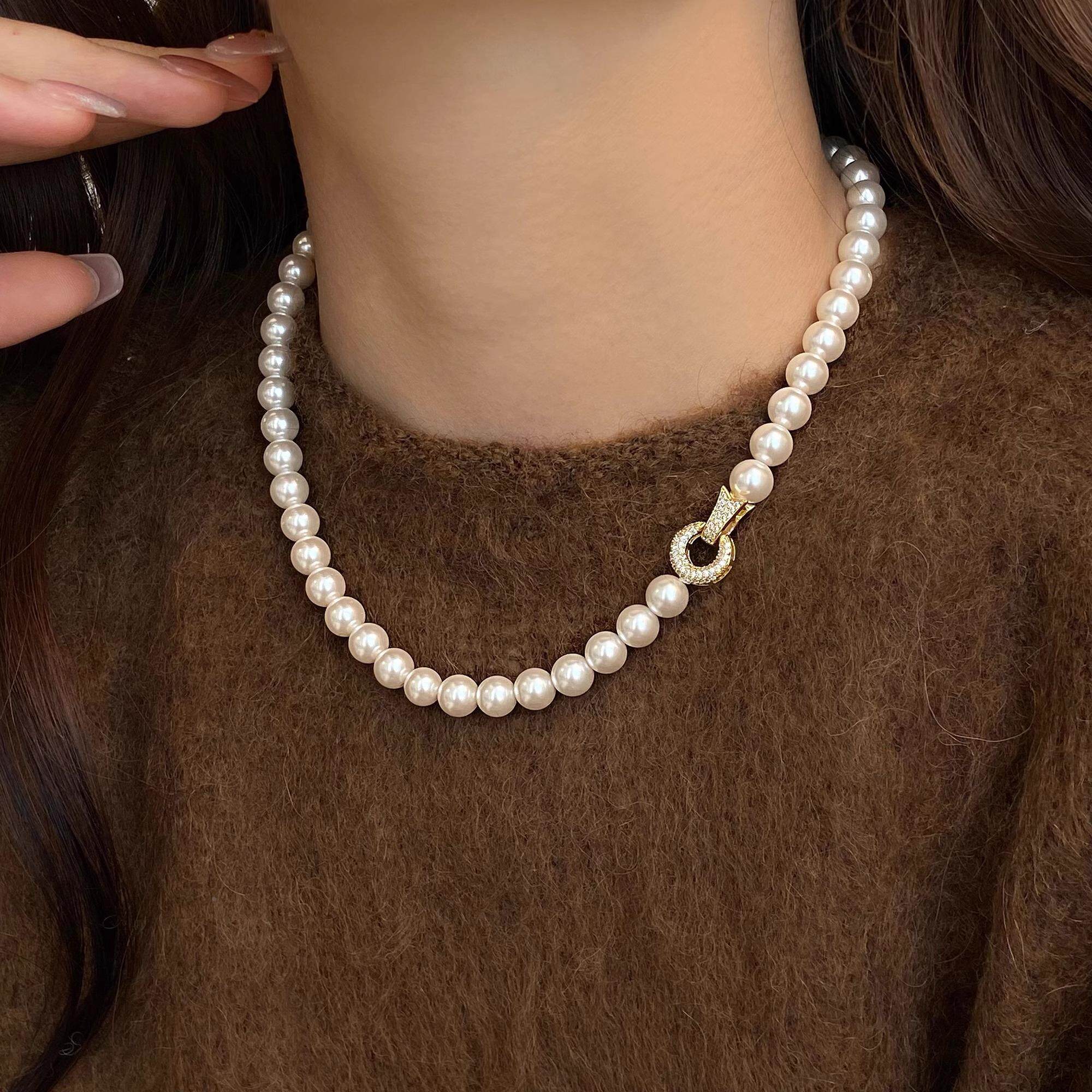 MaisonCleo「时尚出行」轻奢短款珍珠秋冬毛衣链女新款配饰颈链潮