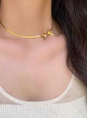 MaisonCleo清新蝴蝶结纯银项链