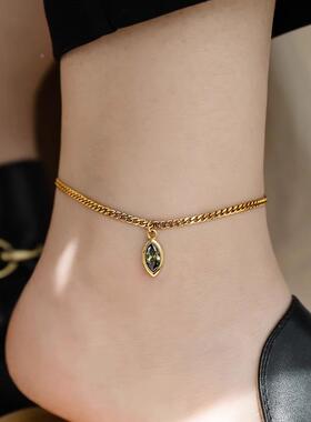 MaisonCleo锆石古巴链脚链