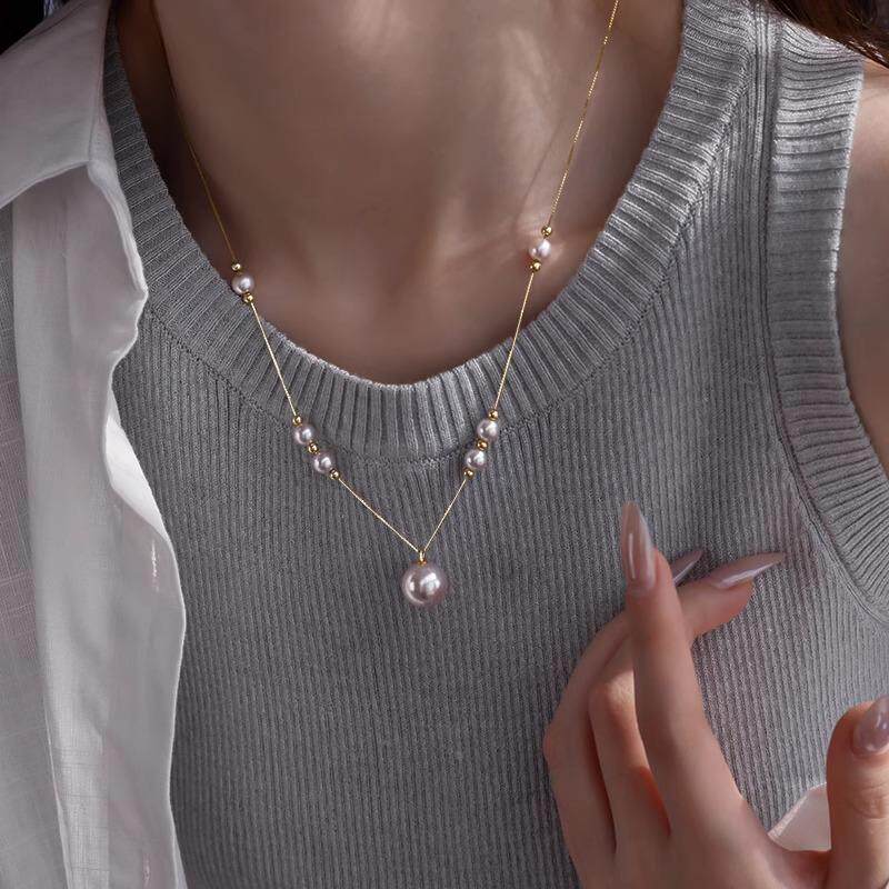 MaisonCleo925纯银珍珠锁骨链