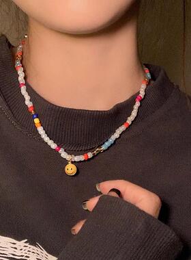 MaisonCleo笑脸串珠锁骨链