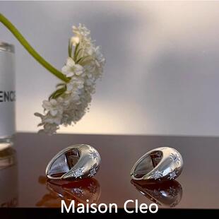 MaisonCleo「飒美出行」小众设计水滴耳环女冷性风纯银999银针