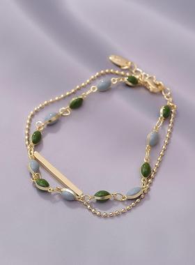 MaisonCleo小绿豆双层手链情侣女夏闺蜜小众设计2025年新款简约