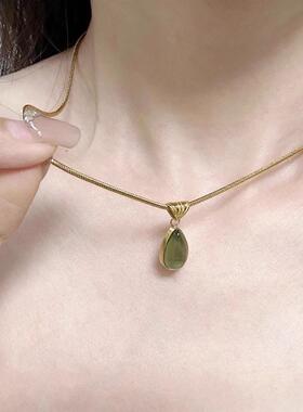 法式复古水滴纯银锁骨链女