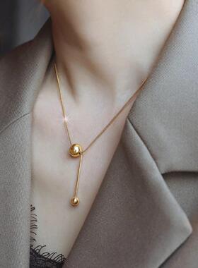 MaisonCleo冷淡风金属球项链