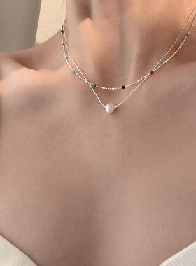 MaisonCleo彩虹豆豆锁骨链新款