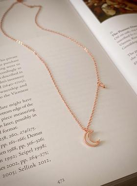 MaisonCleo简约甜美小巧贝母月亮项链时尚百搭气质高级感锁骨链项