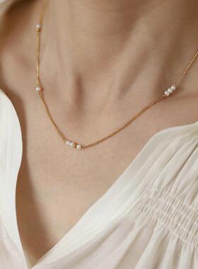 MaisonCleo珍珠纯银叠戴锁骨链