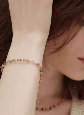 MaisonCleo彩色碧玺串珠手链女小众精致手饰高颜值手串2025年新款