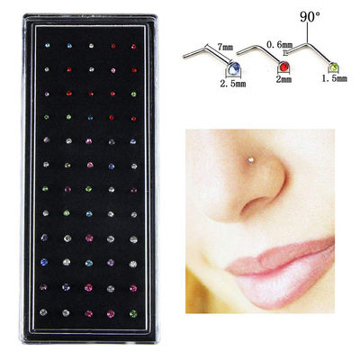 spring 假无洞鼻环夹贴鼻钉小钻 超闪 nose Rings Studs tongue