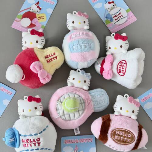 现货正品三丽鸥HelloKitty趣味运动系列香薰毛绒盲盒可爱挂件礼物