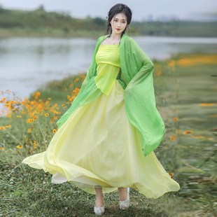 速发汉服款改良大小橙子古典舞演出服版摆裙醉青烟舞蹈服